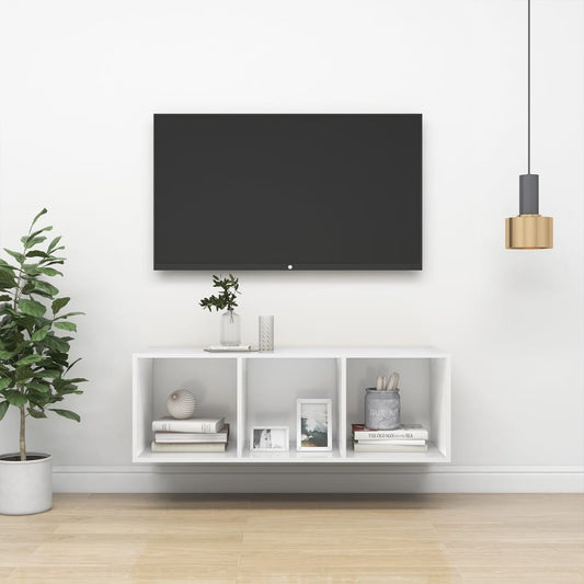 Meuble TV mural blanc 37x37x107 cm en matériau à base de bois
