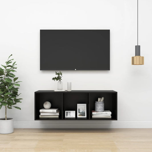 Meuble TV mural noir 37x37x107 cm en bois