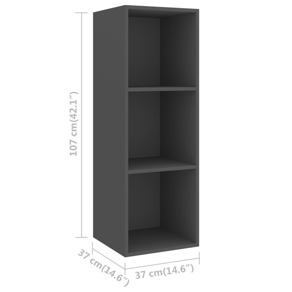 Meuble TV mural gris 37x37x107 cm en bois