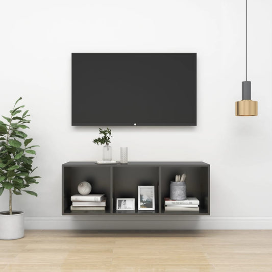 Meuble TV mural gris 37x37x107 cm en bois