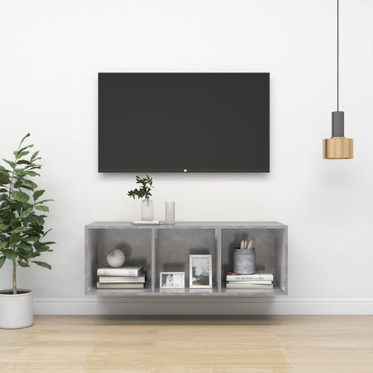 TV wall cabinet concrete grey 37x37x107 cm wood-based material