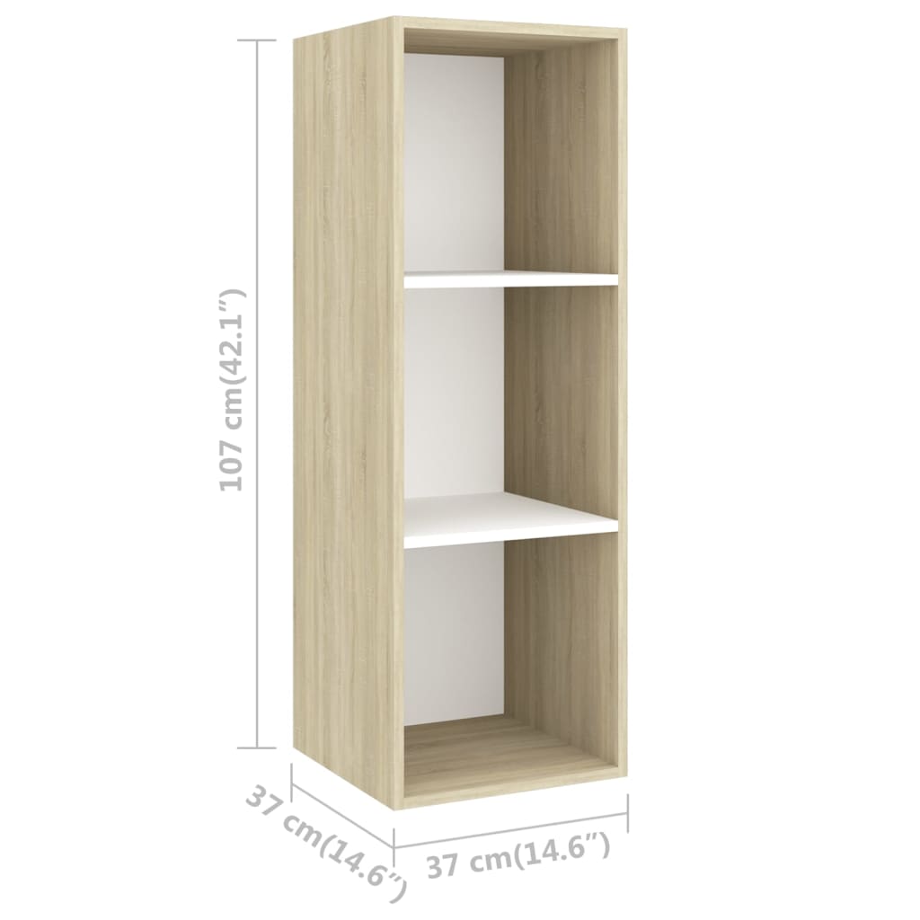 TV-Wandschrank Sonoma-Eiche und Weiß 37x37x107 cm Holzwerkstoff