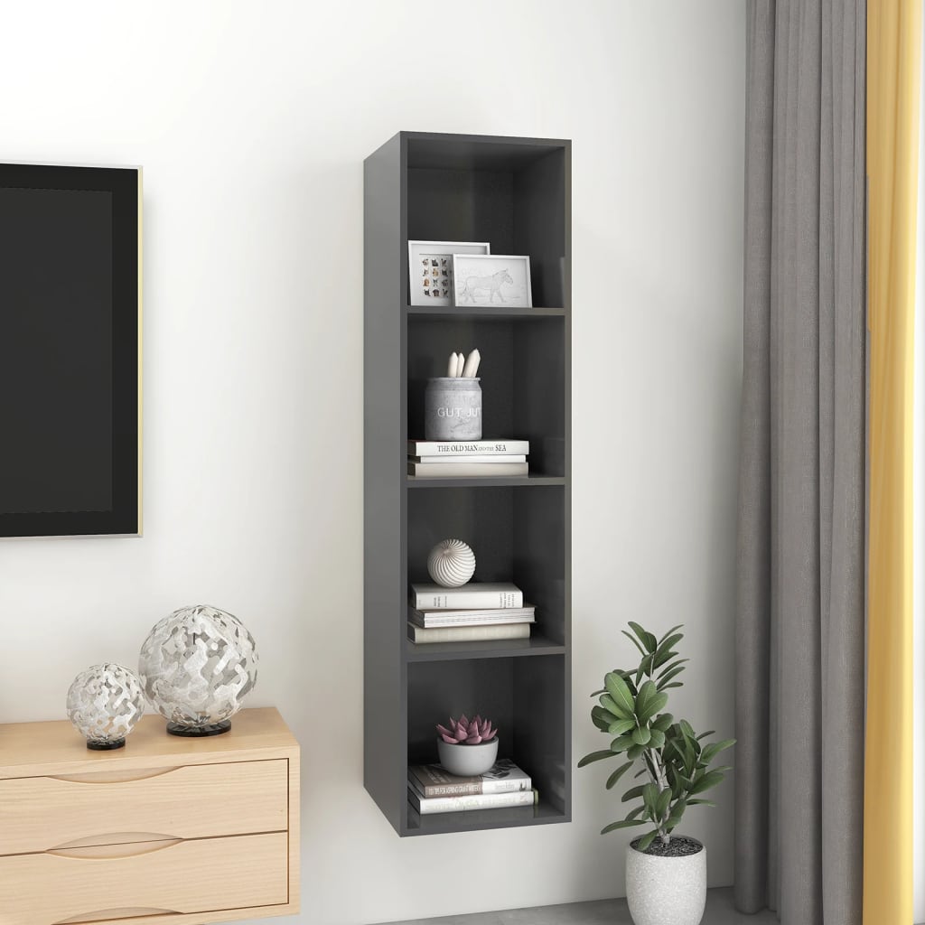 Meuble TV mural gris 37x37x142,5 cm en bois