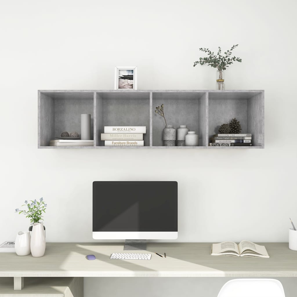 TV wall cabinet concrete grey 37x37x142.5 cm wood-based material