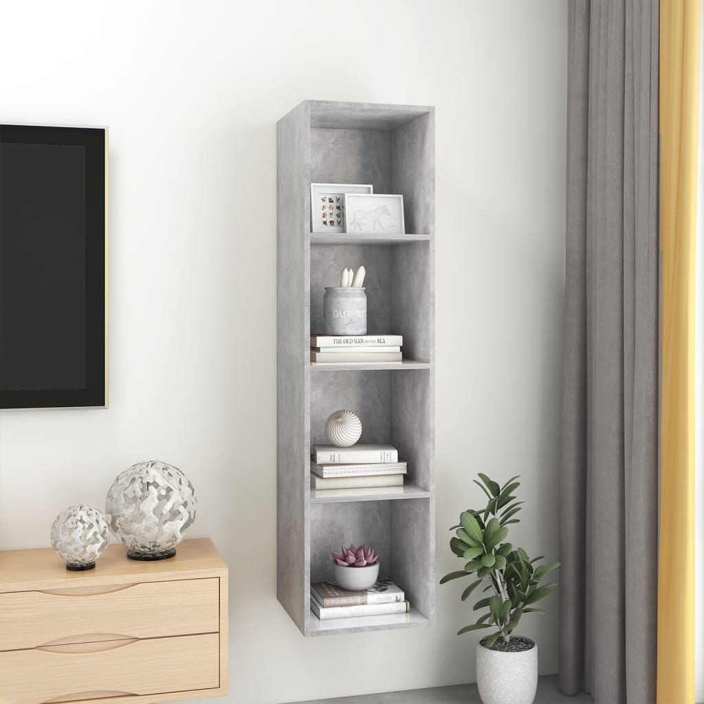 TV wall cabinet concrete grey 37x37x142.5 cm wood-based material
