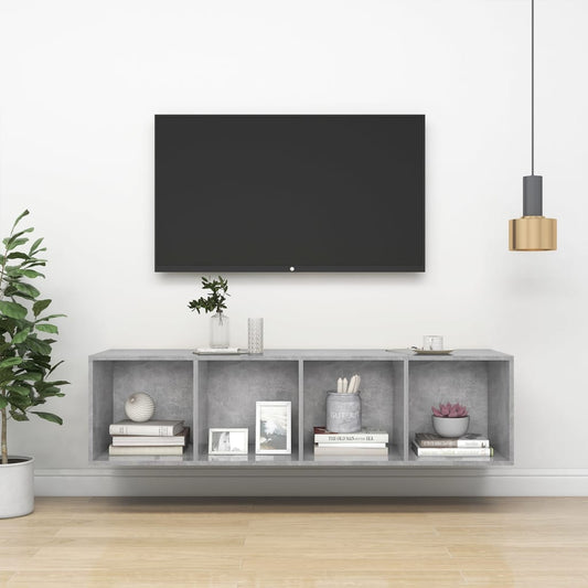 TV wall cabinet concrete grey 37x37x142.5 cm wood-based material
