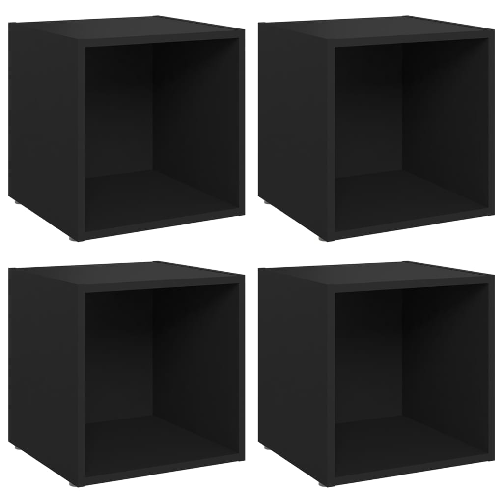 Meubles TV 4 pcs. Noir 37x35x37 cm matériau bois