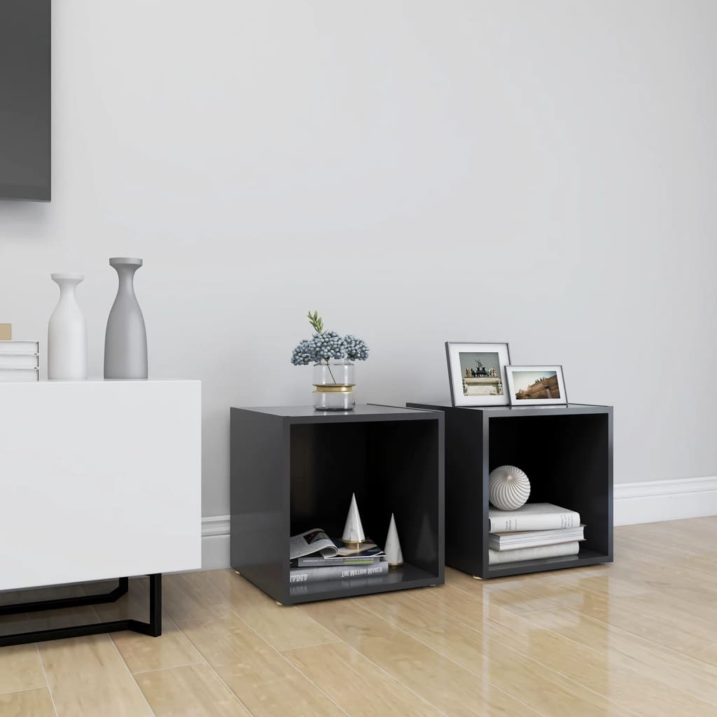 Meubles TV 2 pcs. Gris 37x35x37 cm matériau bois