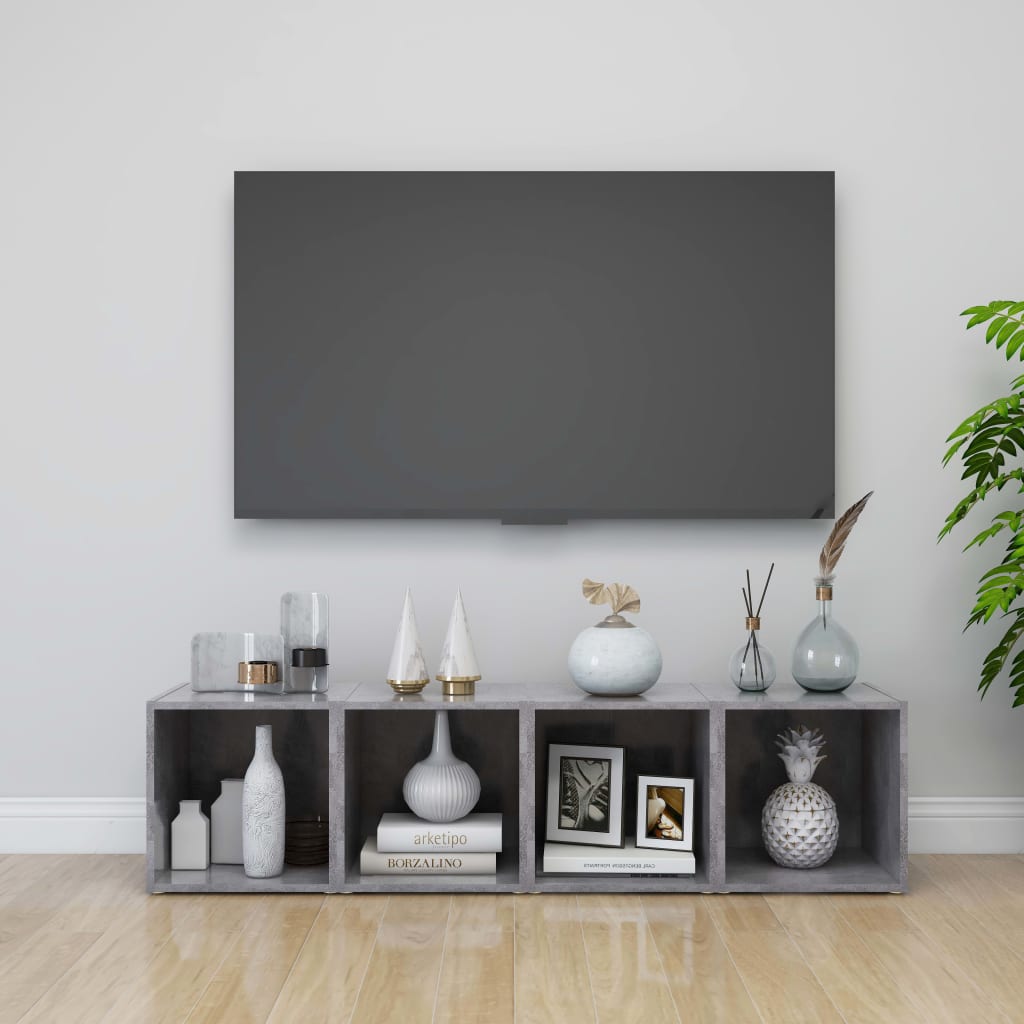 Meubles TV 4 pcs. béton gris 37x35x37 cm matériau bois
