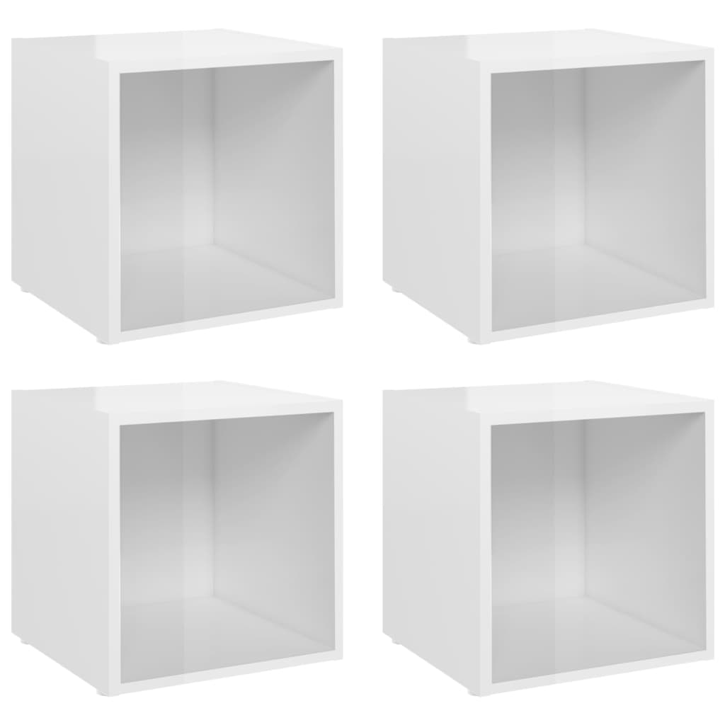 Meubles TV 4 pcs. blanc brillant 37x35x37 cm matériau à base de bois