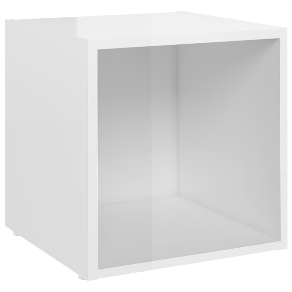 Meubles TV 4 pcs. blanc brillant 37x35x37 cm matériau à base de bois