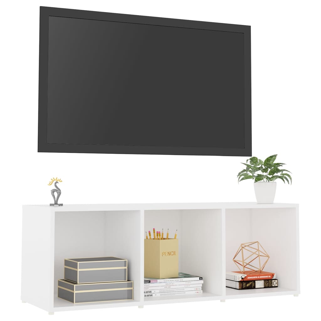 Meuble TV blanc 107x35x37 cm en matériau à base de bois