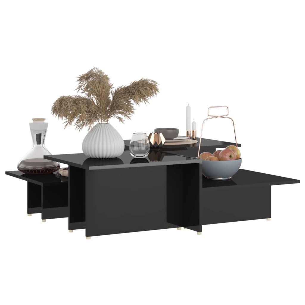 Couchtische 2Stk. Hochglanz-Schwarz 111,5x50x33cm Holzwerkstoff