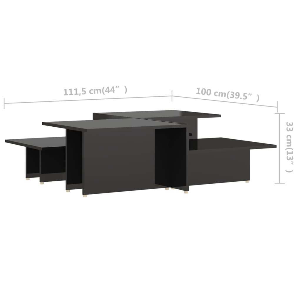 Couchtische 2Stk. Hochglanz-Schwarz 111,5x50x33cm Holzwerkstoff