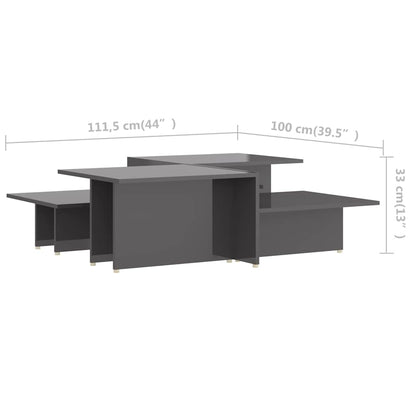 Couchtische 2 Stk. Hochglanz-Grau 111,5x50x33 cm Holzwerkstoff
