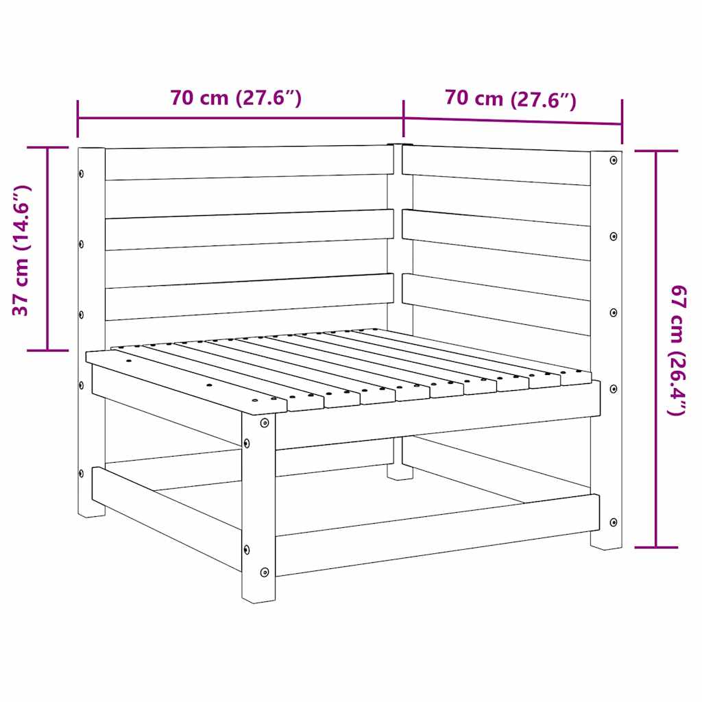 Garten-Ecksofa Weiß Massivholz Kiefer