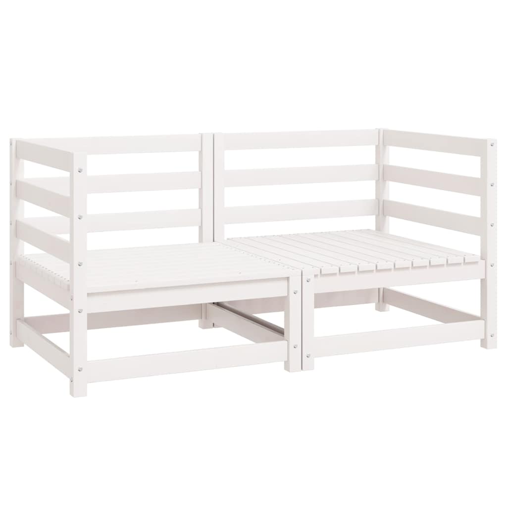 Garten-Ecksofas 2 Stk. Weiß Kiefer Massivholz