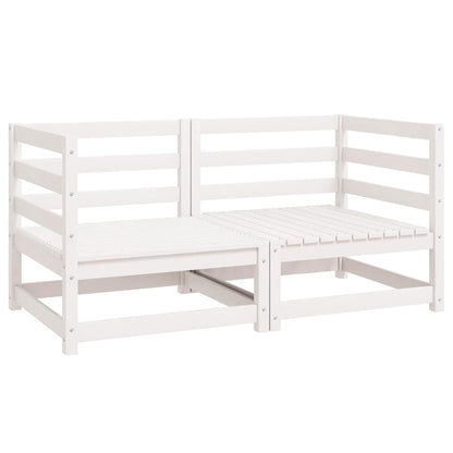 Garten-Ecksofas 2 Stk. Weiß Kiefer Massivholz