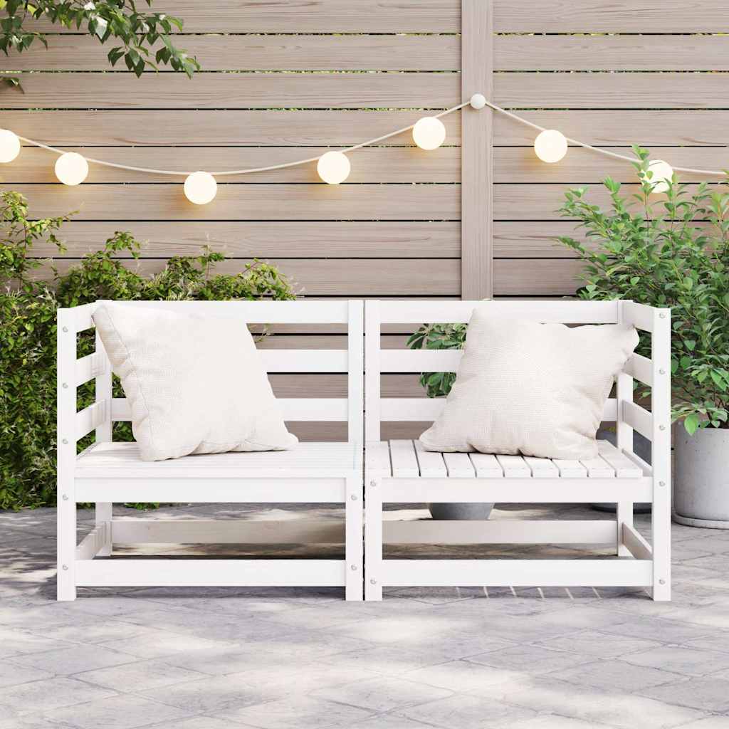 Garten-Ecksofas 2 Stk. Weiß Kiefer Massivholz