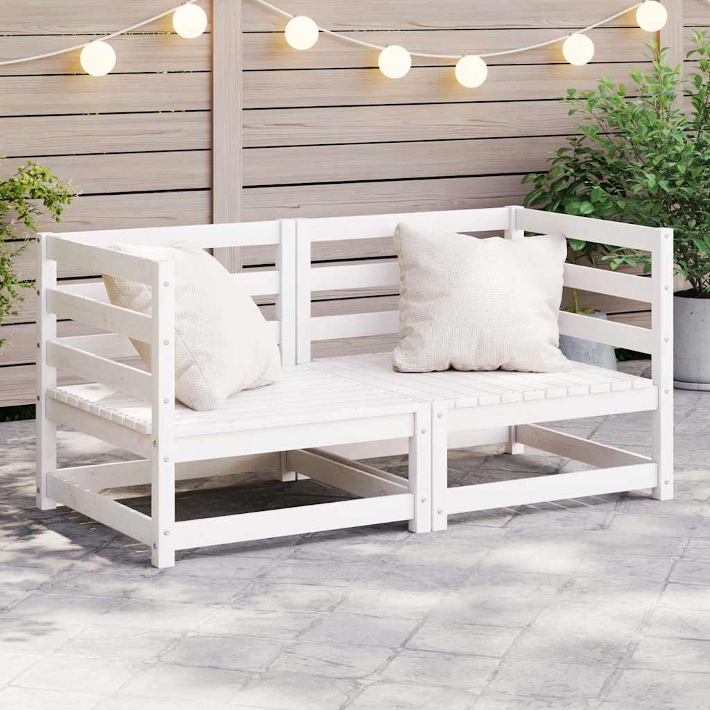 Garten-Ecksofas 2 Stk. Weiß Kiefer Massivholz