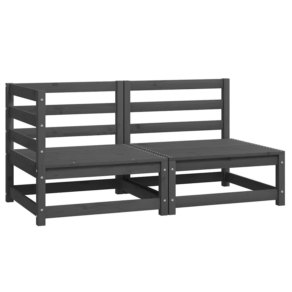 2-tlg. Garten-Lounge-Set Grau Kiefer Massivholz
