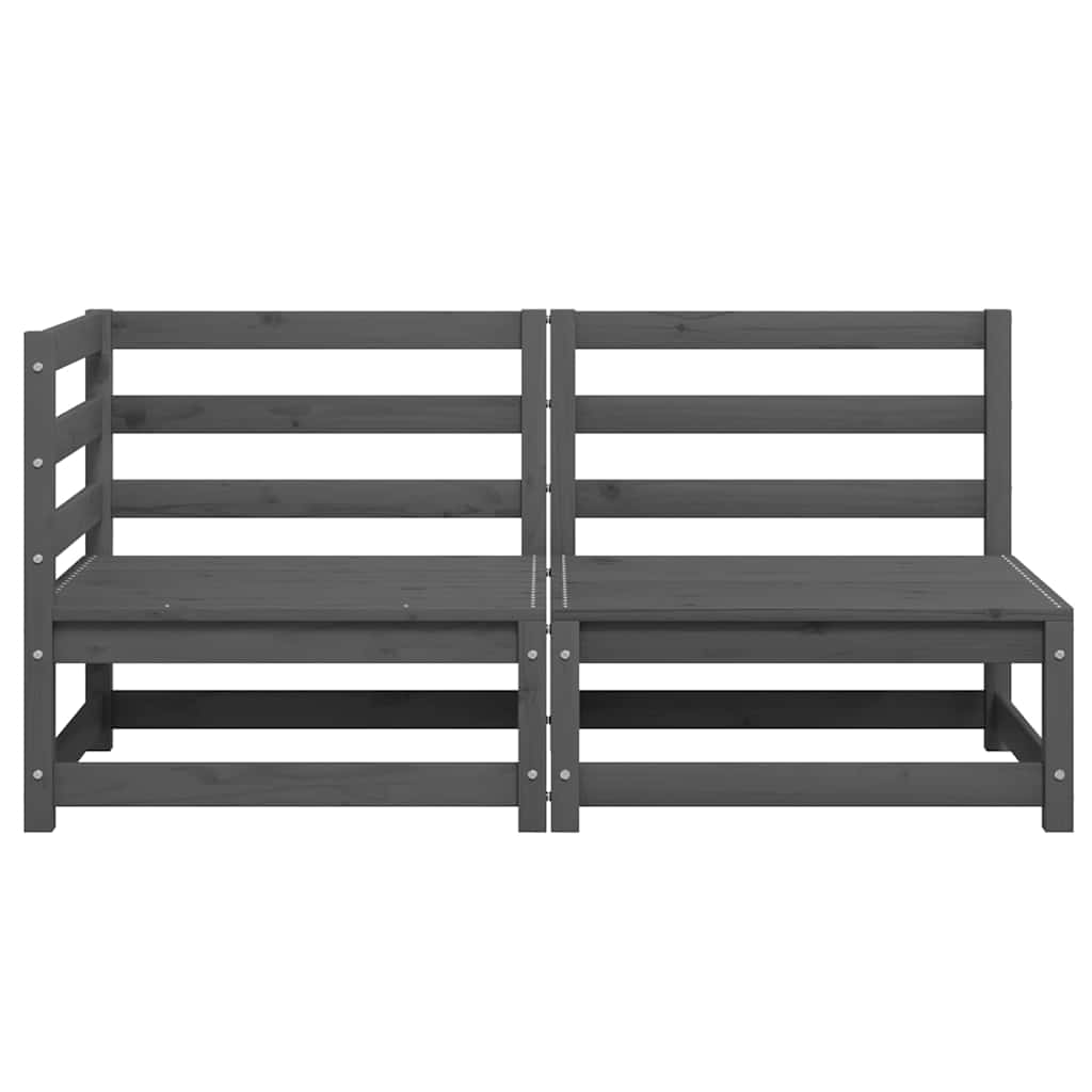 2-tlg. Garten-Lounge-Set Grau Kiefer Massivholz