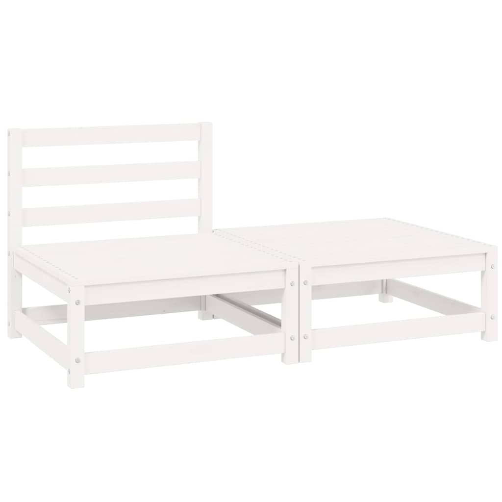 2-tlg. Garten-Lounge-Set Weiß Kiefer Massivholz
