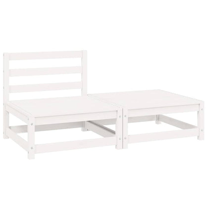 2-tlg. Garten-Lounge-Set Weiß Kiefer Massivholz