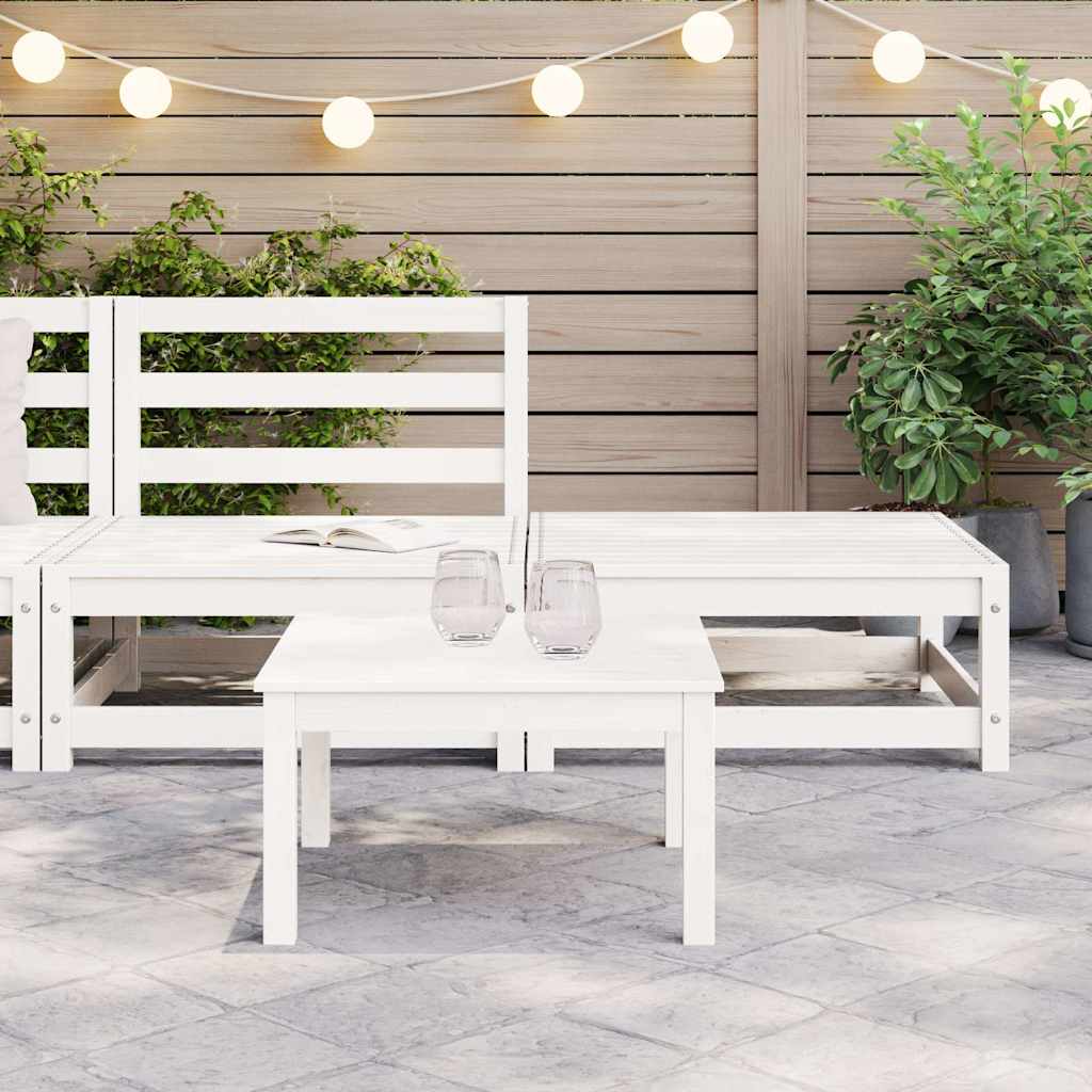 2-tlg. Garten-Lounge-Set Weiß Kiefer Massivholz
