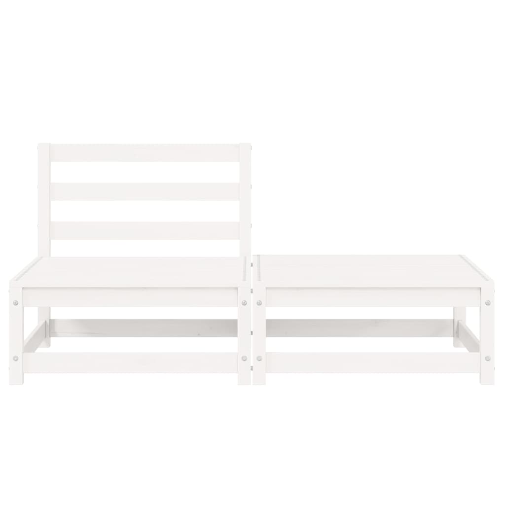 2-tlg. Garten-Lounge-Set Weiß Kiefer Massivholz