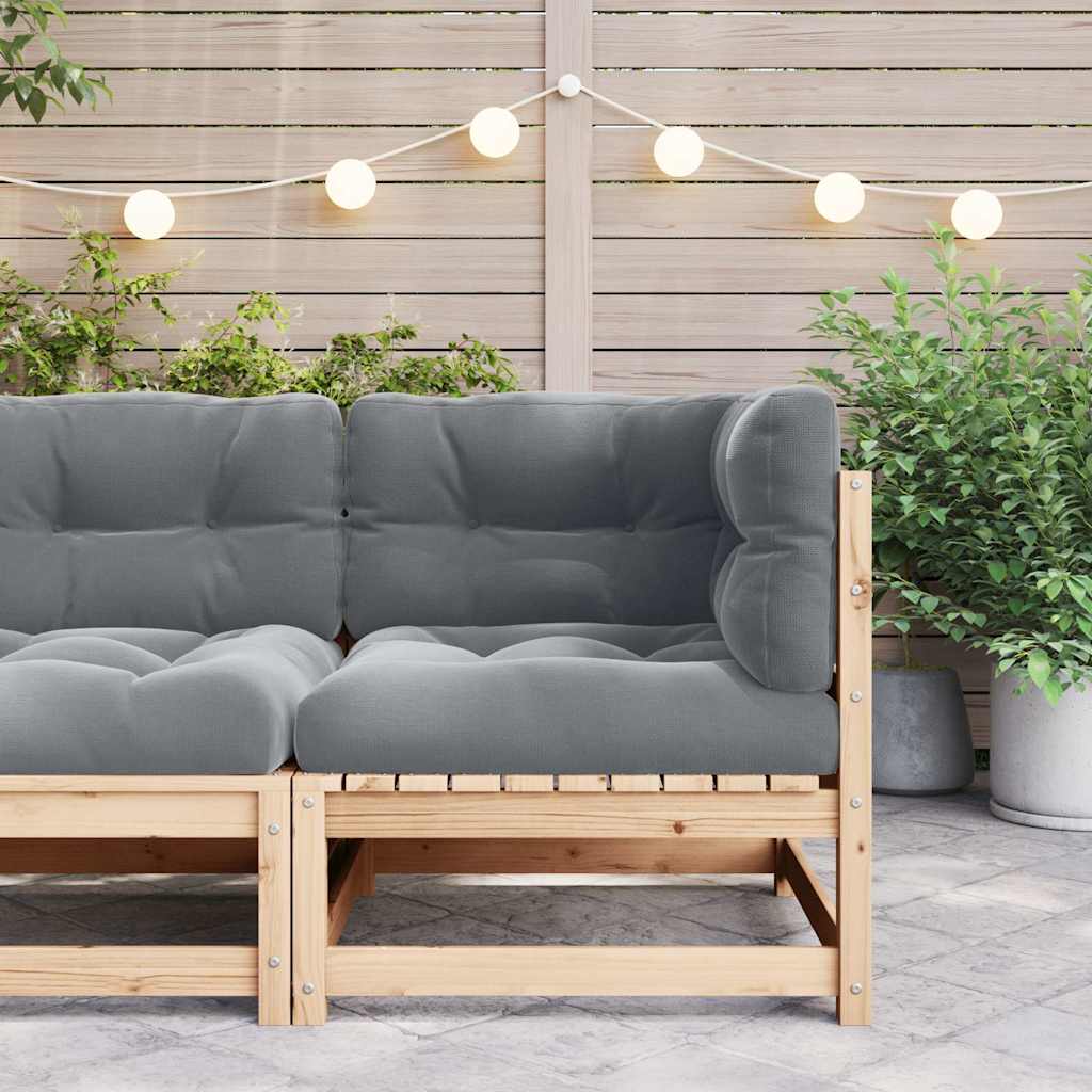 Garten-Ecksofa mit Grauen Kissen Massivholz Kiefer