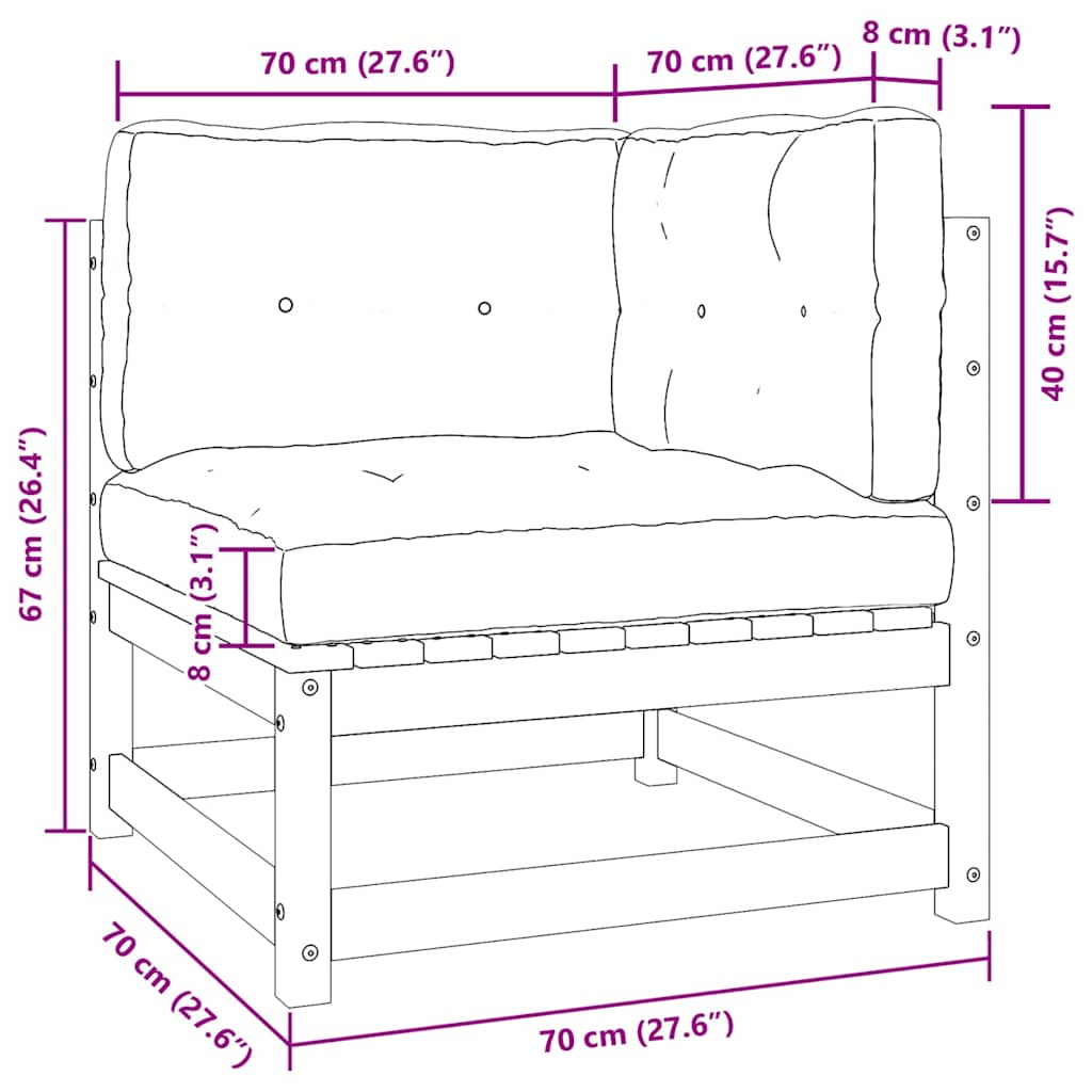 Garten-Ecksofa mit Grauen Kissen Massivholz Kiefer