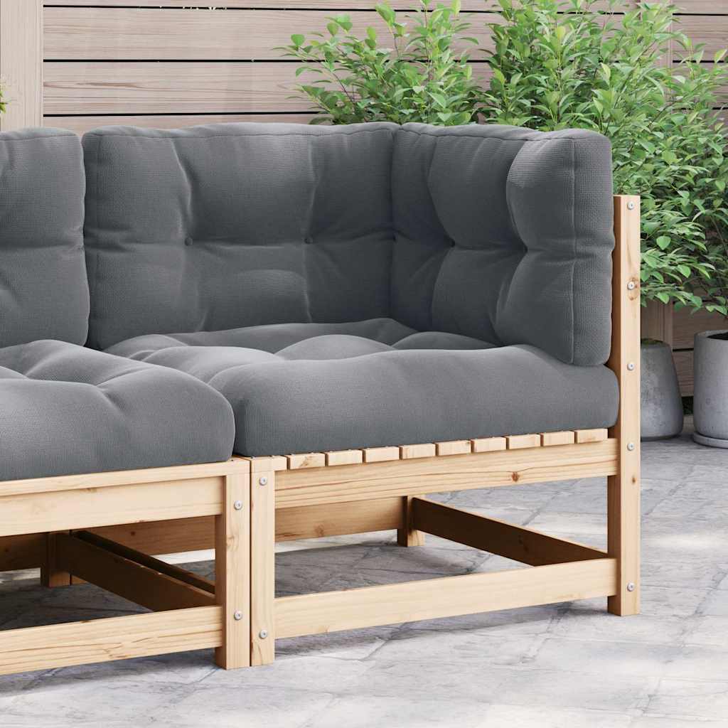 Garten-Ecksofa mit Grauen Kissen Massivholz Kiefer