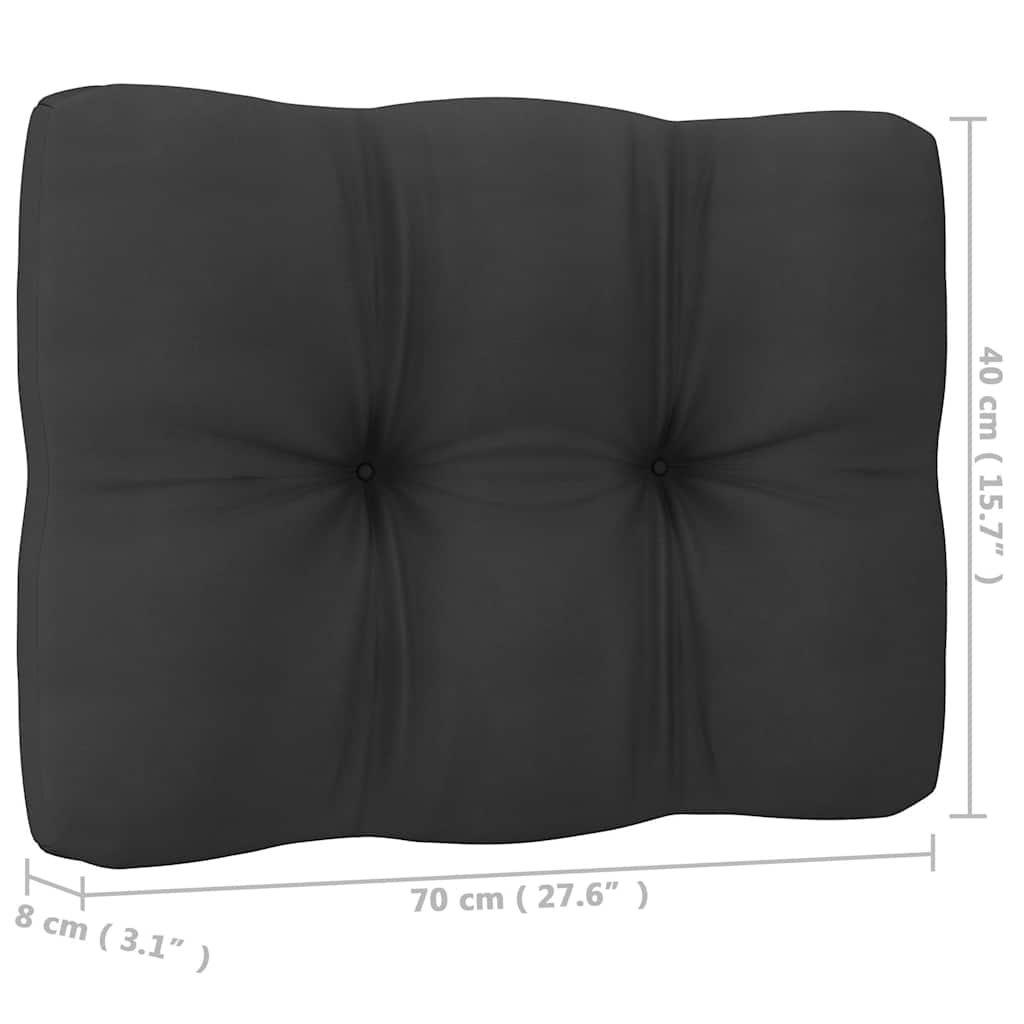 Garten-Mittelsofa mit Anthrazit Kissen Weiß Massivholz Kiefer