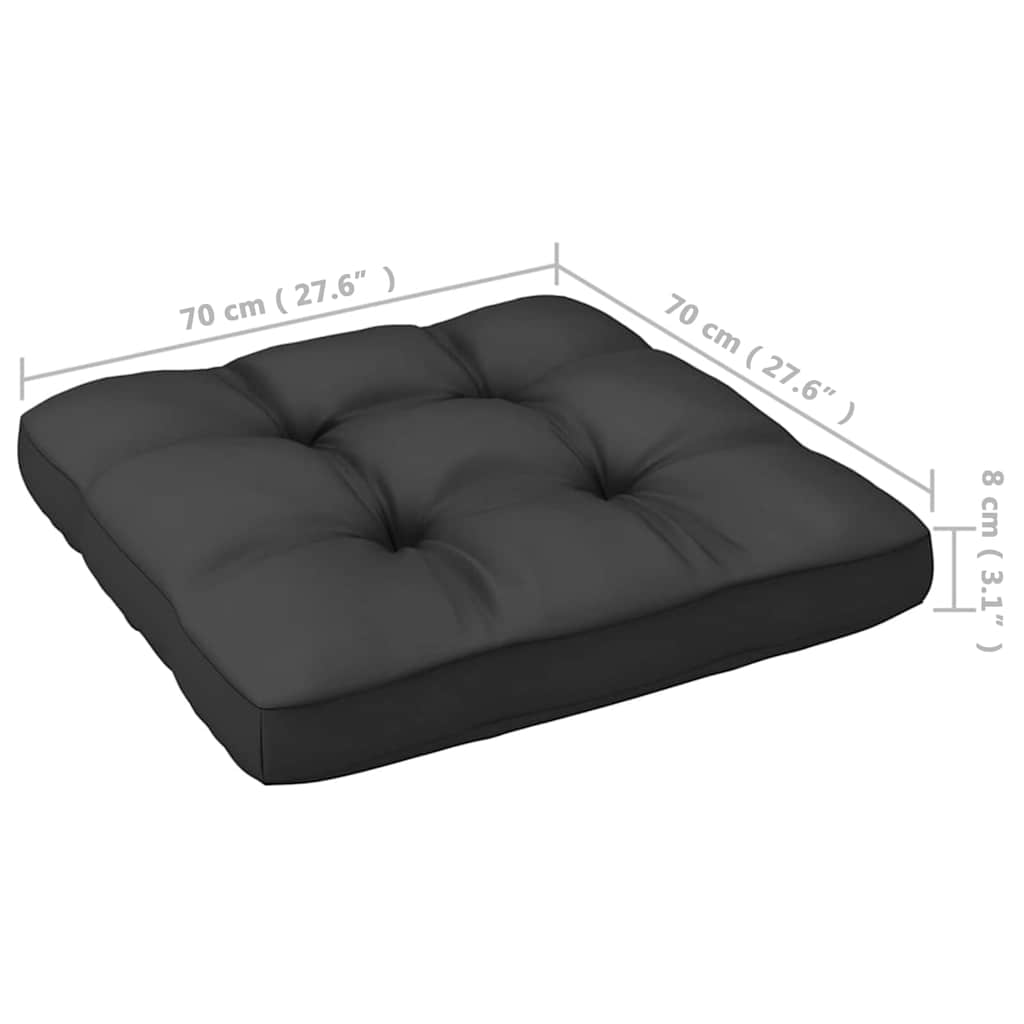 Garten-Mittelsofa mit Anthrazit Kissen Weiß Massivholz Kiefer