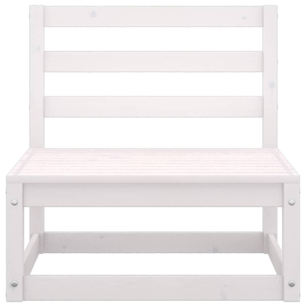 Garten-Mittelsofa mit Anthrazit Kissen Weiß Massivholz Kiefer