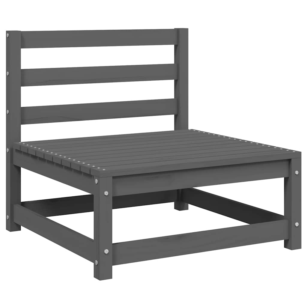 Garten-Mittelsofa mit Anthrazit Kissen Grau Massivholz Kiefer