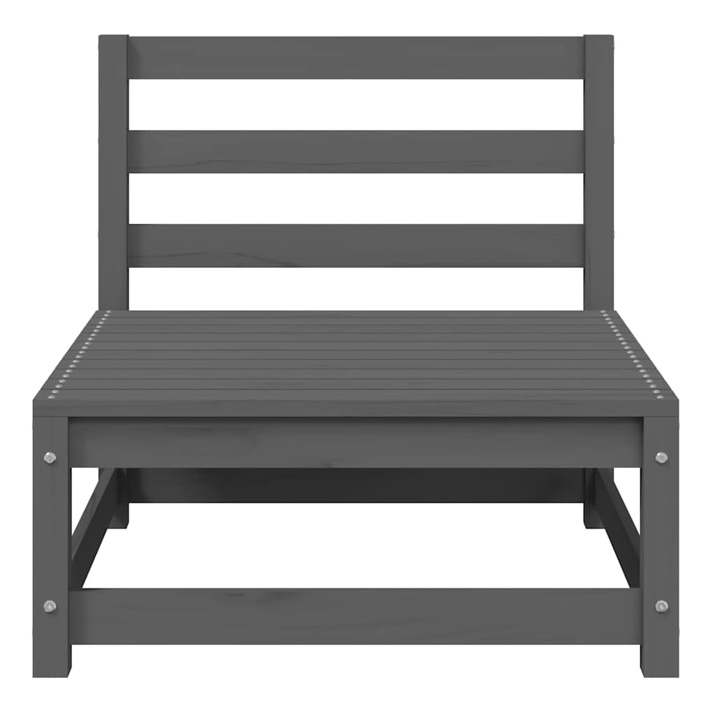 Garten-Mittelsofa mit Anthrazit Kissen Grau Massivholz Kiefer