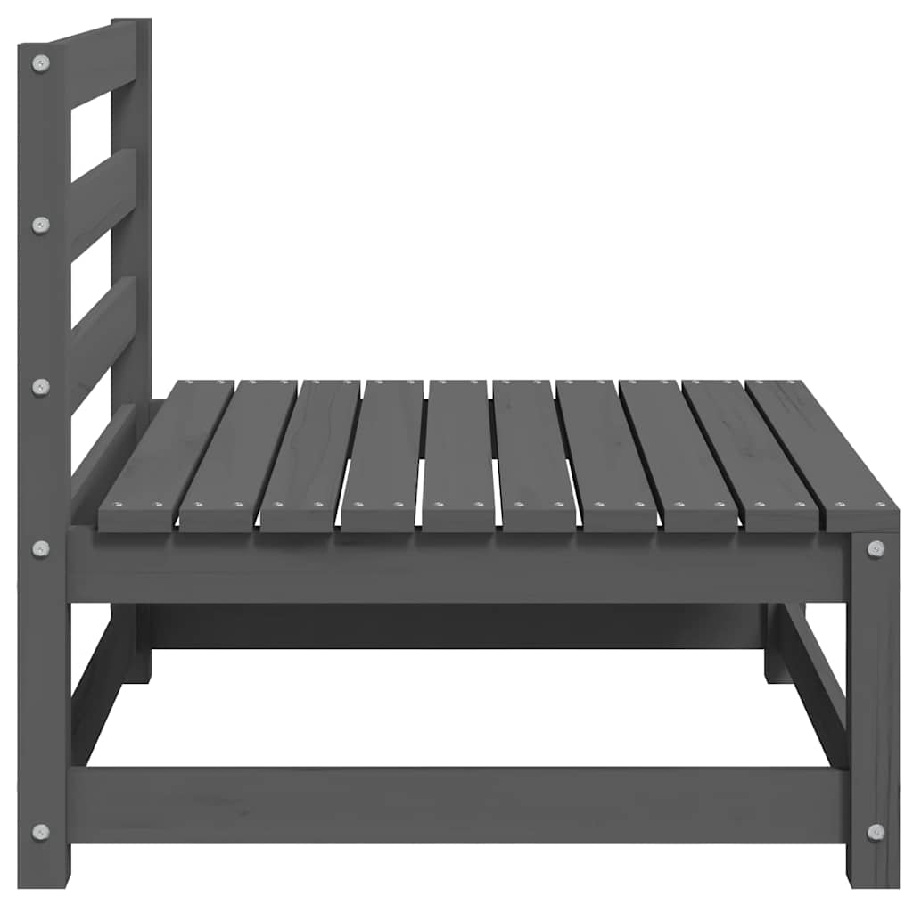 Garten-Mittelsofa mit Anthrazit Kissen Grau Massivholz Kiefer