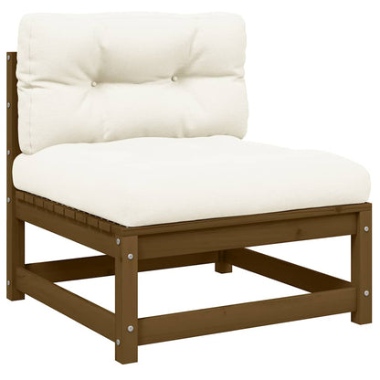Garten-Mittelsofa mit Creme Kissen Massivholz Kiefer