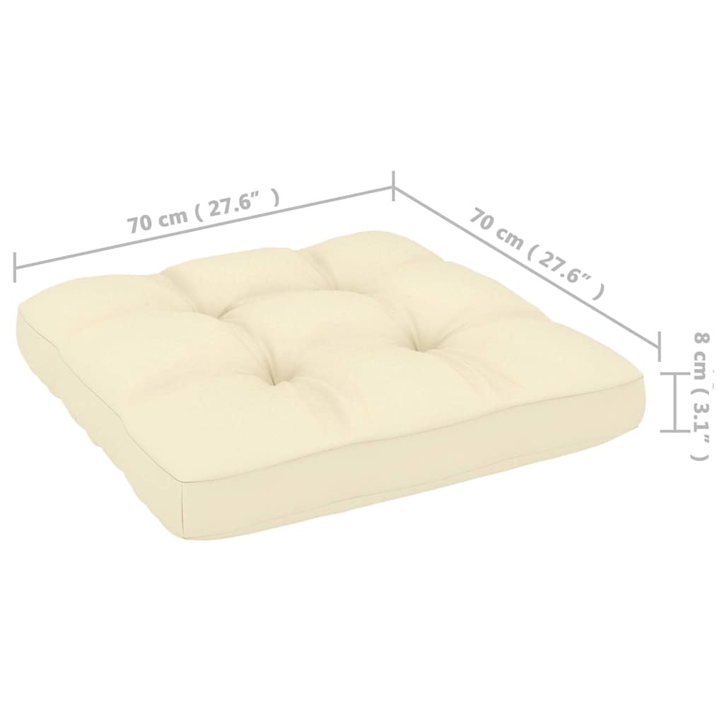 Garten-Mittelsofa mit Creme Kissen Massivholz Kiefer