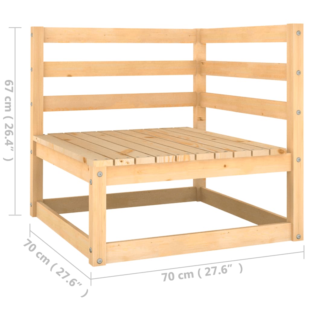 Canapé de jardin 2 places avec coussins en bois de pin massif