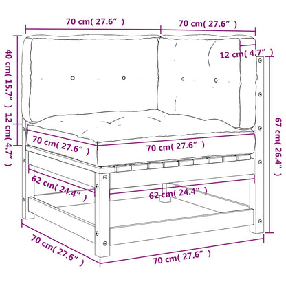 Gartensofa 2-Sitzer mit Kissen Kiefer Massivholz