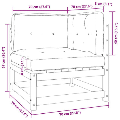 Gartensofa 2-Sitzer mit Kissen Schwarz Kiefer Massivholz