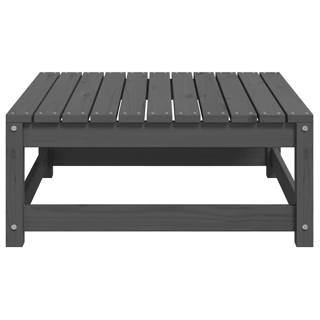 Garten-Fußhocker mit Kissen 2 Stk. Grau Massivholz Kiefer