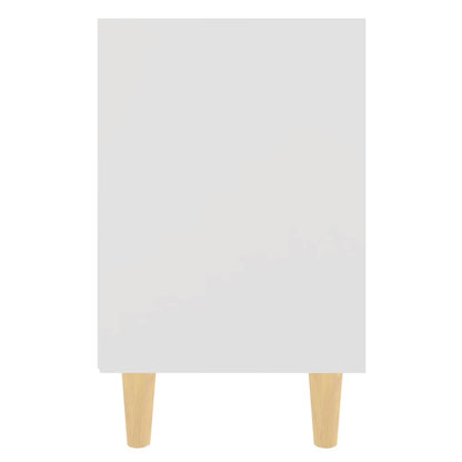 Nachttisch mit Massivholz-Beinen Weiß 40x30x50 cm