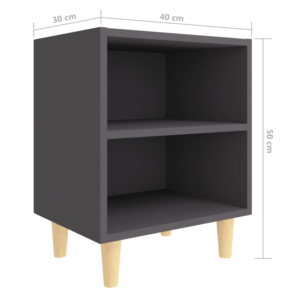 Nachttische mit Massivholz-Beinen 2 Stk. Grau 40x30x50 cm