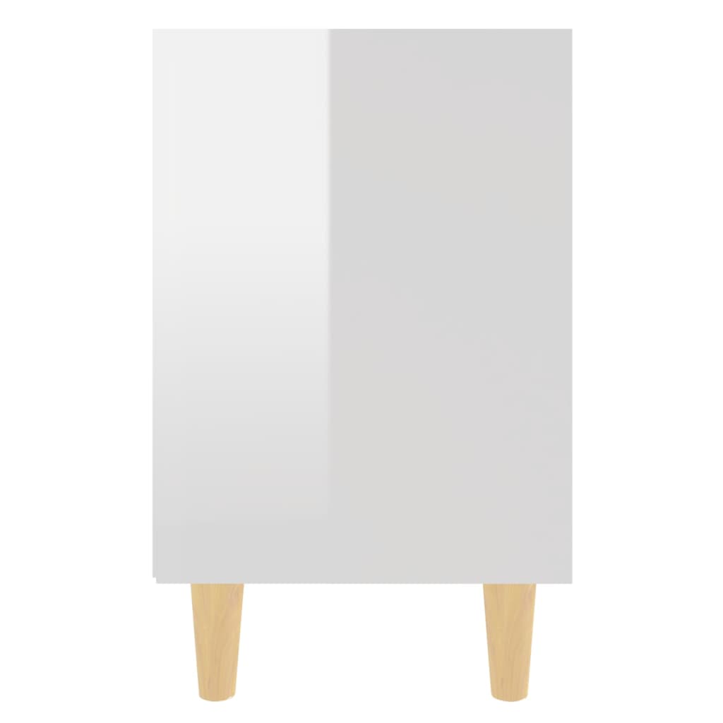 Bedside tables solid wood legs 2 pcs. High gloss white 40x30x50cm