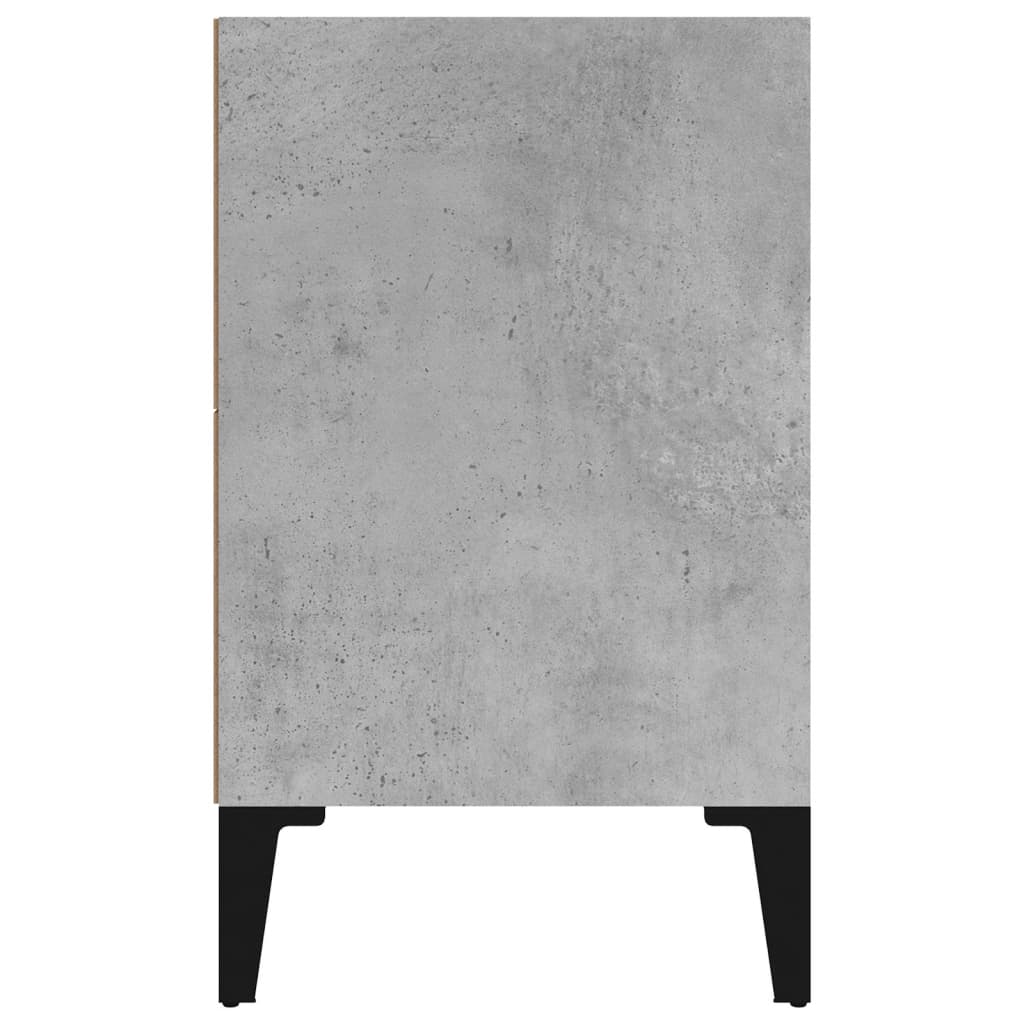 Nachttische mit Metallbeinen 2 Stk. Betongrau 40x30x50 cm