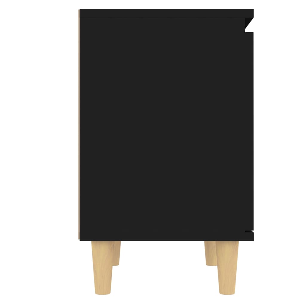 Nachttische mit Massivholz-Beinen 2 Stk. Schwarz 40x30x50 cm